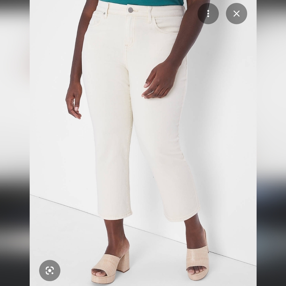 Lane Bryant Mid Rise White Ankle Cropped Jeans 20 Petite
